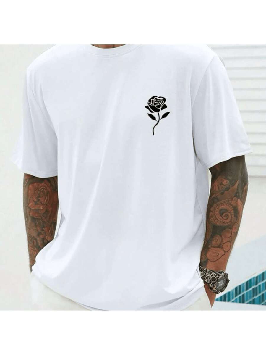 Men's 100% Cotton Flower Shirt Launch - trắng - Xem 1