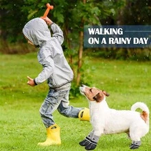 Waterproof Dog/Cat Boots, Rain/Snow Pet Booties, Anti-Slip Puppy Socks With Adjustable Drawstring
