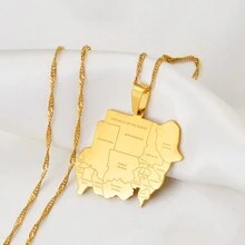 1pc Republic Of The  Map And Cities Pendant Necklace North  Jewelry - Multicolor - View 7