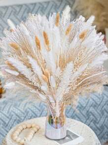 90/100 Pcs Natural Dried Pampas Grass Bouquet,  Dried Reed Flowers, Home Decor Bouquet For Home Table Decorations, Wedding Floral Arrangements Rustic Farmhouse