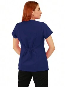 Filipina Dama Cuello V estilo Cruzado modelo paris - Azul - Ver 3