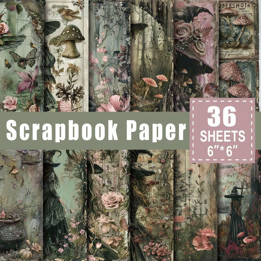 36 Sheets Scrapbook Paper Pad In 6*6'', Art Craft Pattern Paper For Scraping Book Craft Card Stock Paper, DIY Decorative Background Card Making Supplies – Fairy Godmother Back To School