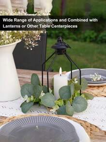 1/2pcs Artificial Eucalyptus Leaf Candle Ring, Column Candle Wreath For Wedding And Home Decoration, Green Candlestick For Spring And Summer. - Multicolor - View 4