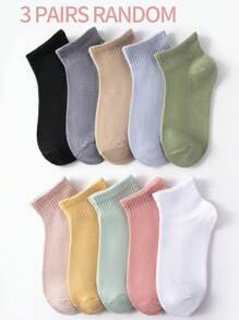 3/6/10/20/30 Đôi Tất ngắn mềm mại, thoải mái màu Macaron tối giản đa năng dành cho nữ, thích hợp cho học sinh và người lớn Mặc hàng ngày (Có nhiều cách kết hợp) - Nhiều màu - Xem 10