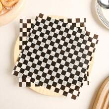 100 pezzi Fogli di carta oleata a scacchi bianco e nero - Involucri per alimenti antigrasso per panini, hamburger, pollo fritto - Accessori da cucina alla moda, accessori monouso - Multicolore - Visualizzare 9