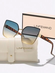 LINFEMAND Oversized Frameless Ombre Lens Cat Eye Fashion Glasses For Women, Fashionable Appearance, Driving, Holiday Gift Beach Accessories For Women Glasses Shades - Multicolor - View 16