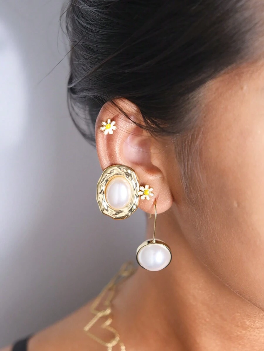 GUERNONO 4 cặp/bộ Hoa tai hình bầu dục hình bầu dục hình bầu dục bằng vàng độc đáo hợp thời trang hợp thời trang, thích hợp cho phụ nữ trang phục hàng ngày, lễ tốt nghiệp, kỳ nghỉ, Halloween, ngày nhà giáo, tựu trường - Vàng - Xem 1