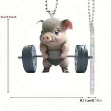 1pc 2D Acrylic Muscle Pig Rearview Mirror Decorative Pendant, Backpack Keychain Decorative Pendant, Home Decoration Products - Multicolor - View 6