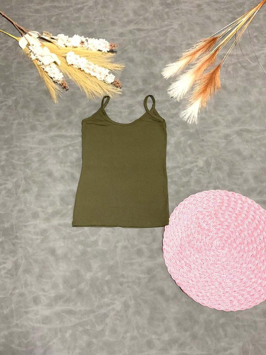 Tank Top For Children's Girl - Verde militar - Ver 1