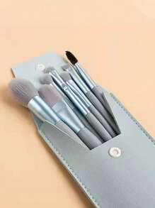 8 pièces Set de pinceaux de maquillage, petits pinceaux de qualité premium en fibres synthétiques pour fond de teint, fard à joues, ombre à paupières, sourcils, cils, nez et lèvres, livré avec un sac de rangement charmant