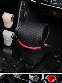 Car Universal Gear Shift Cover Pu Leather Shift Lever Cover Gearbox Shifter Knob Protector Automatic Transmission Handle Stick Case Styling - one-size - View 4