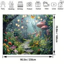 1 pièce Toile de fond de forêt printanière vibrante - Décor de photographie de paradis verdoyant pour fête d'anniversaire, douche, décoration de maison et décor de vacances - Parfait pour studio photo et fournitures de décoration fantaisiste, Noël