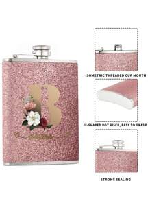 1 Cái Tên Tùy Chỉnh 8 Oz Nồi Rượu Hông Rượu Flagon Bình Hộp Đựng Rượu Bằng Thép Không gỉ Di Động Giá Đựng Chai Rượu Chống Rò Rỉ Cho Du Lịch Phụ Kiện Đồ Uống Rượu Whisky Có Tên Tùy Chỉnh Được Cá Nhân Hóa Tự Làm Bất Kỳ Mẫu Chữ Cái Nào - Màu hồng chớp - Xem 4