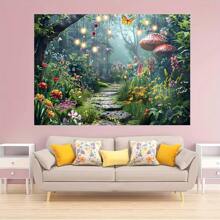 1 pièce Toile de fond de forêt printanière vibrante - Décor de photographie de paradis verdoyant pour fête d'anniversaire, douche, décoration de maison et décor de vacances - Parfait pour studio photo et fournitures de décoration fantaisiste, Noël