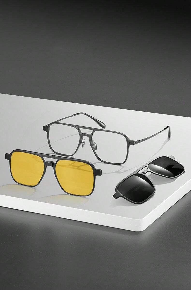 UltraLight Pure Titanium 3In1 Detachable Eyeglasses For Men