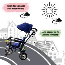 Triciclo para niños con barra de Empuje - Rosa - Ver 4
