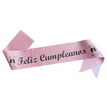 1pc Spanish Language Happy Birthday Sash, Party Glittery Shoulder Strap, Shiny Gold Birthday Belt, Birthday Girl Sash, Party Supplies - Multicolor - View 10