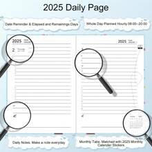 2025 Diary Day A Page Runs January 2025 To December 2025 Appointment Book Monthly Weekly Hourly Planners With Calendar Planner Stickers, Banded Hard Cover, Inner Pocket, A5 - A5 - View 5