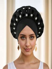 1pc New Muslim Hat Adjustable Multi-Layer Turban Cap For Wedding Party, African Style - Multicolor - View 1