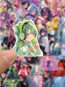 50张甜美女孩精美卡通可爱涂鸦贴纸创意DIY手册吉他笔记本电脑手机防水贴纸,贴纸,动漫贴纸,可爱贴纸 - 彩色 - 查看 5