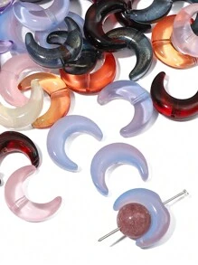 10pcs 15x12mm Glass Transparent Moon Shaped Frame Spacer Beads, Used For Jewelry Making DIY Special Connection Necklace Bracelet Earring Pendant Craft Supplies