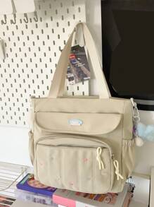 Large Capacity Unisex Tote Bag  College Style Middle School Student Schoolbag Casual Bag Crossbody Shoulder Bag Canvas Bag Slant Cross Bag,Women Bag With Dime Bag,School Bag,Large Capacity,Portable,For Teen Girls Women College Students,Perfect For Office,College,Elementary School,Middle School,High School,Work,Business,Commute,Shopping,Holiday - Multicolor - View 10