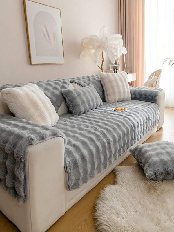 1pc sofá macio slipcover capa de sofá, conforto capa de sofá de pelúcia protetor de móveis para quarto escritório sala de estar decoração de casa