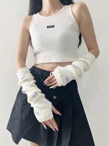 1 Pair Sweet And Cute Women's Bow Arm Warmers, Pink Aesthetic Scottish Plaid Bow Fingerless Gloves, Y2K Girly Style Knitted Sleeve Cuff, Lolita Ballet Colorful Bow Decor Arm Warmers, Suitable For Outings, Parties, Dates - 260# - View 6