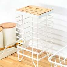 Knife Block Holder Universal Kitchen Knife Organizer Storage Stand 8 Slots Top Hollow Iron Wire Safe To Use Different Size Shape Knife Kitchen Countertop Organizer White