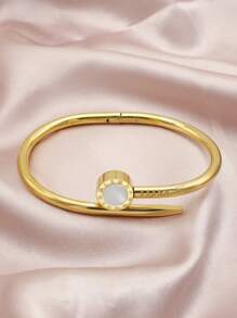 1 件女士金色罗马数字手链不锈钢手链套装时尚珠宝配饰 - 金色 - 查看 2