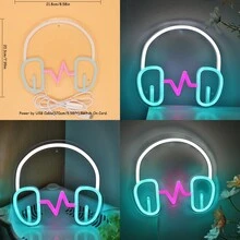 1PC 5V USB Cool Super Bright Popsicle Pizza Good Vibes With Cloud Finger Heart Coffee Cup Earphone Rose Flower Gamer Money Pocket Game Zone LED Wall Neon Sign Night Light For Rock Music Room Party Coffee Shop Cold Drink Game Room Flower Cloth Store Party BAR Decoration Gifts
