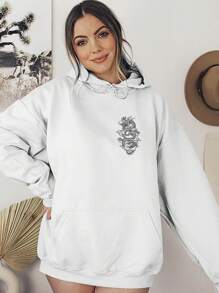 KANGARO Chinese Dragon Sweatshirt Blouse 1209 Fluxo Fx - trắng - Xem 3