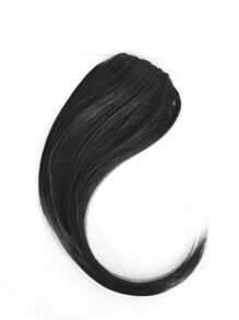 2 piezas de flecos sintéticos resistentes al calor, flecos laterales, flecos con clip, flecos ondulados con raya al medio, flecos naturales y sutiles, flecos invisibles y sin costuras, suaves flecos para mujeres - Negro - Ver 6