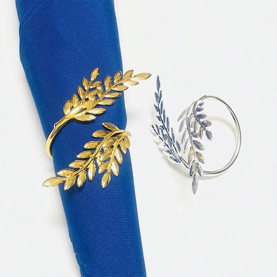 金银麦穗餐巾环，金属电镀麦穗餐巾环，婚礼餐巾扣，家居装饰，派对用品 - 彩色 - 查看 1