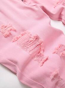 Men's Fashionable Pink Distressed Jeans - Pink - View 4