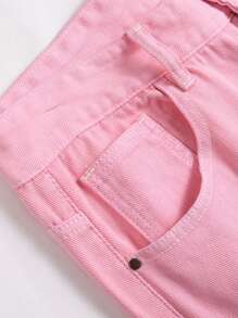 Men's Fashionable Pink Distressed Jeans - Pink - View 7