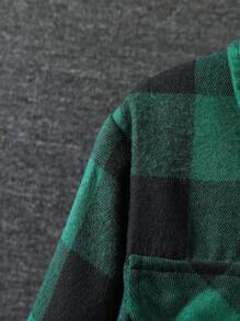 Boys' Plaid Shacket, Classic Collared Long Sleeve Plaid Shirt, Fashionable For Spring & Summer