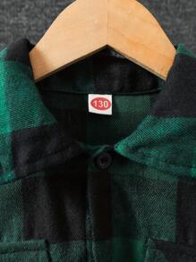 Boys' Plaid Shacket, Classic Collared Long Sleeve Plaid Shirt, Fashionable For Spring & Summer