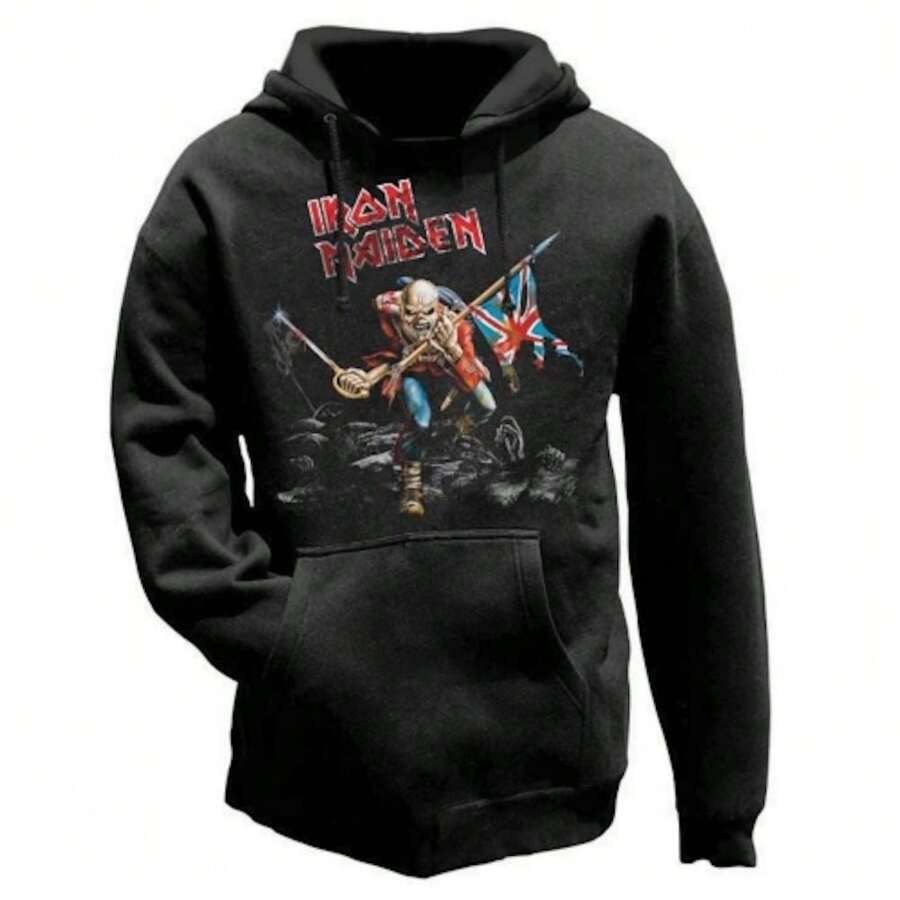 Iron Maiden | Unisex Pullover Hoodie | The Trooper - 48-Hour Fast Shipping!  - Black - View 1