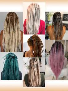24 In Dreadlock Extensions Synthetic Single Ended Dreads Extensions Hippie Style Fake Dreads 10 Strands SE Crochet Thin 0.6cm Width Dreadlocks Extensions For White Woman - Black - View 10