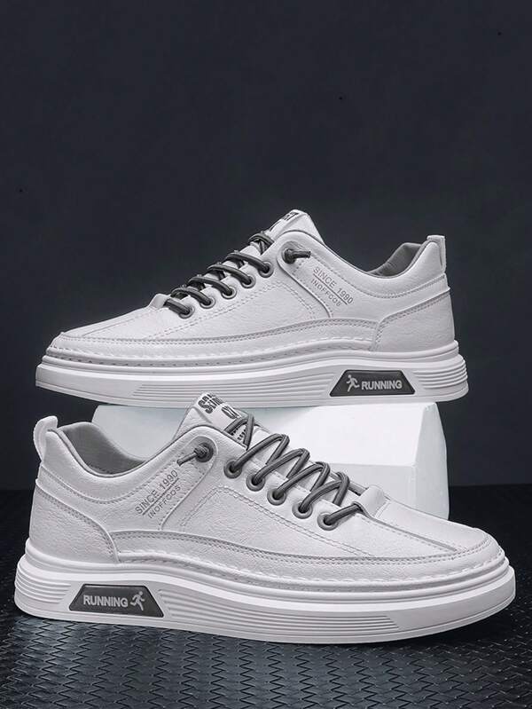 Men's New Leather Sneakers, Outdoor Thick Sole Wear-Resistant Breathable Casual Flat Shoes, Versatile Sports Leisure Shoes, Suitable For All Seasons