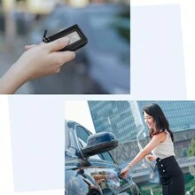 1pc Smart Key Case, PU Leather Key Holder, Men/Women Smart Key Pouch, Flip Cover Key Chain, Cowhide Leather Key Wallet, Smart Key, Car Key Bag, Key Protector, Cute Textured Leather Carabiner With Key Ring - Multicolor - View 3