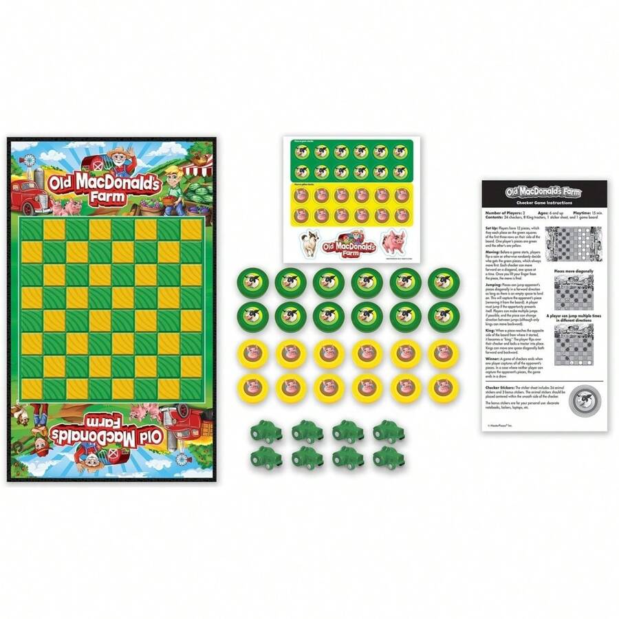 Masterpieces Masterpieces Old MacDonalds Farm Checkers Game 24 Animal