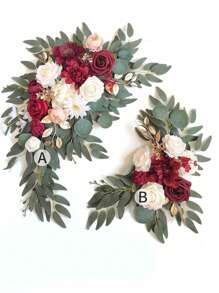 2-Piece Classic Floral Swags- Artificial White Flower Decor With Plastic Greenery For Wedding Arch, Reception & Home-Versatile For Easter, Thanksgiving.Valentine's., Valentine Day, Gift Gifts Birthday Graduation
