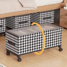 Scatola da sotto il letto con ruote e coperchio antipolvere trasparente, grande capacità per coperte, biancheria da letto, vestiti e forniture scolastiche/per insegnanti, decorazioni per festival, decorazioni per camera da letto, decorazioni per la casa, decorazioni per stanze, organizer per vestiti, pantaloni, scarpe, jeans, stivali, gonne, maglie bianche da donna, pantaloni neri da donna, abbigliamento invernale da donna, abiti