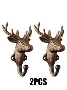 1 Stück Amerikanischer nordischer INS Hirsch-Kopf-Eisenhaken Wand dekorativer Haken, Gusseiserner Hirsch-Geweih-Einzelaufhänger zur Wandmontage