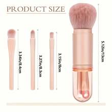 4pcs Travel Makeup Brush Set: 4-In-1 Mini Cute Makeup Brushes, Retractable Foundation Blush Powder Eyeshadow Brushes, Makeup Tools For Women,Brush Set,Makeup Brush Kit,Make Up Brush Set,Make Up Set Complete,Makeup Brush Set,Complete Makeup Kit,Brush Kit,Brushes Makeup Set,Makeup Gift Set - Pink - View 3