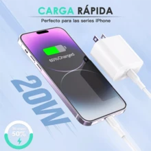 Cargador Turbo 3a 20w Carga Rápida Compatible con iPhone XS/XR/11/12/13/14 Cargador Tipo C con Cable IP 1Hora GAR154 - Tipo de Enchufe A USA (110-127V) - Ver 2
