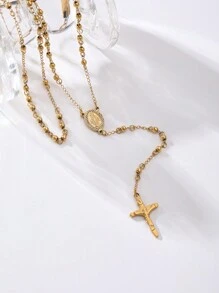 1 件 4 毫米不锈钢项链，镶嵌玻璃水钻 [欧美时尚简约风格吊坠项链，适合女性日常佩戴] - 蝴蝶型 - 查看 12