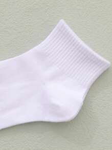 10 paires de chaussettes courtes décontractées et à la mode pour femmes, couleurs mélangées multicolores, unies, absorbantes de transpiration, toutes saisons - Blanc - Voir 6